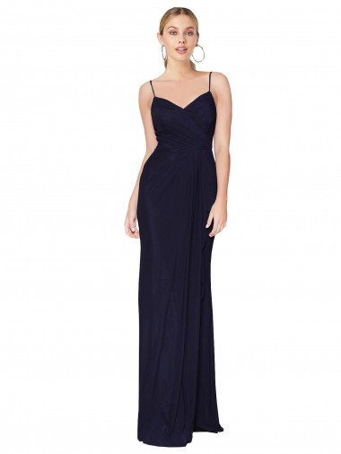 Buy Draped Spaghetti Straps Long Chiffon Mermaid Prom Dress