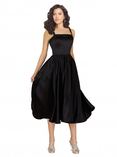 Buy Short Square Neck Satin Cocktail Prom Dress / Homecoming Dress with Beading