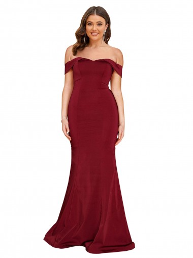 Buy Off Shoulder Sleeves Sweetheart Neckline Long Spandex Prom Dress