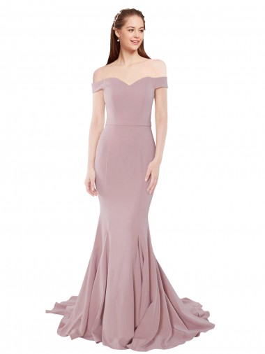 Buy Off the Shoulder Mermaid Long Sweep Train Prom Dress