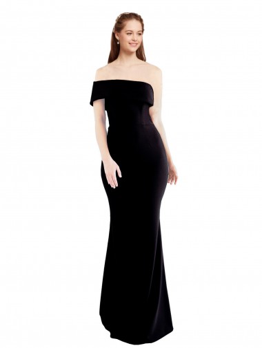 Buy Asymmetrical Draped Off the Shoulder Banded Crepe Prom Dress