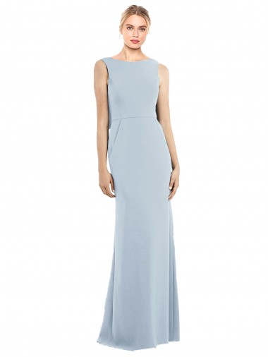 Buy Draped Backless Crepe Prom Dress with Pockets