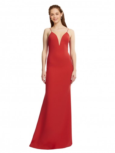 Buy Mermaid Plunging V-Neck Crepe Prom Dress with Wide Open Back