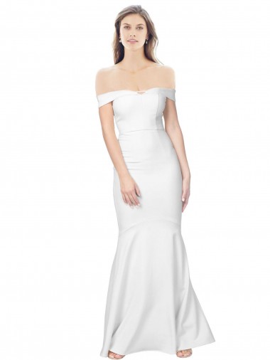 Buy Mermaid Off the Shoulder Long Crepe Prom Dress with Low Back