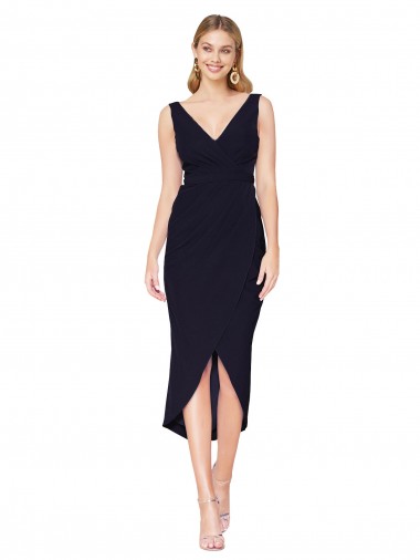 Buy Short Knee Length V-Neck Crepe Cocktail Wrap Cocktail Prom Dress / Homecoming Dress