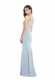 Halter Bow Neck Open Back Soft Full Length Trumpet Prom Dress
