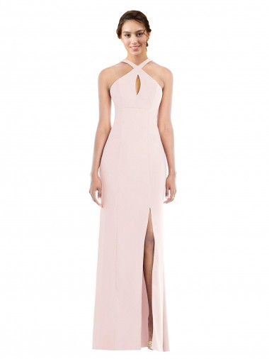 Buy Criss Cross Halter Princess Line Trumpet Crepe Prom Dress