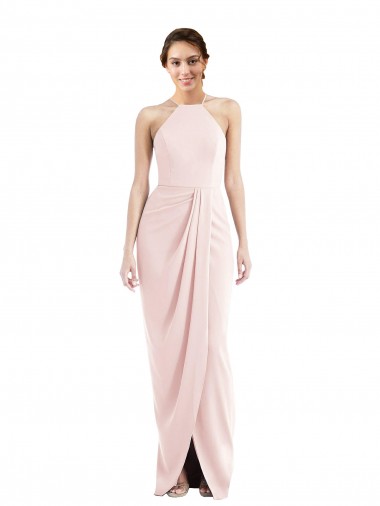Buy Halter Draped Tulip Skirt Maxi Prom Dress