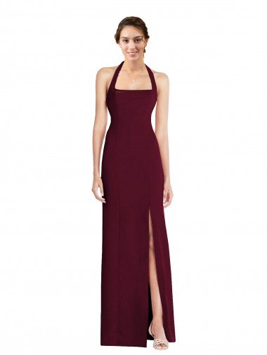Buy Tie Halter Open Back Trumpet Prom Dress