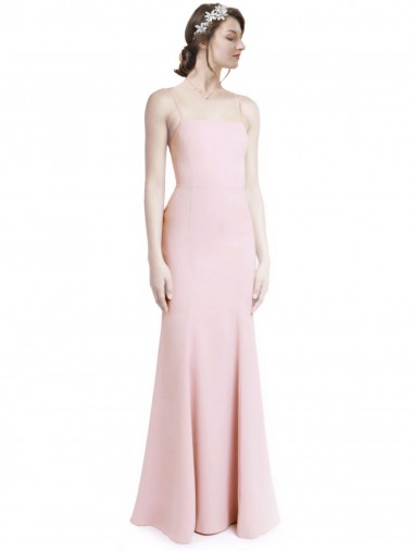 Buy Square Neck Criss Cross Open Back Slim Crepe Prom Dress with Spaghetti Straps
