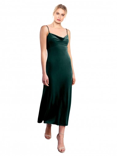 Buy Midi Length Cowl Neck Velvet Slip Cocktail Prom Dress / Homecoming Dress