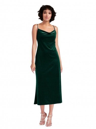 Buy Midi Length Cowl Neck Velvet Short Slip Cocktail Prom Dress / Homecoming Dress
