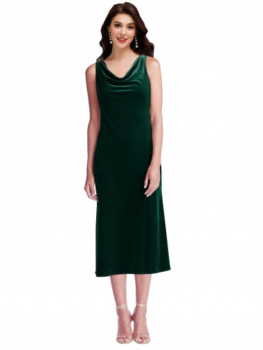 Buy Cowl Neck Velvet Midi Length Cocktail Prom Dress / Homecoming Dress